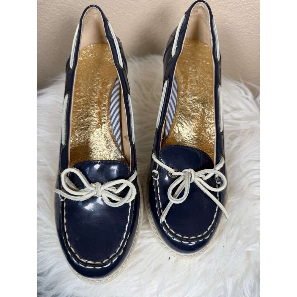 Sperry Top-Sider Womens Navy Patent Leather Boat  Loafers Preppy Coastal  Sz 8.5